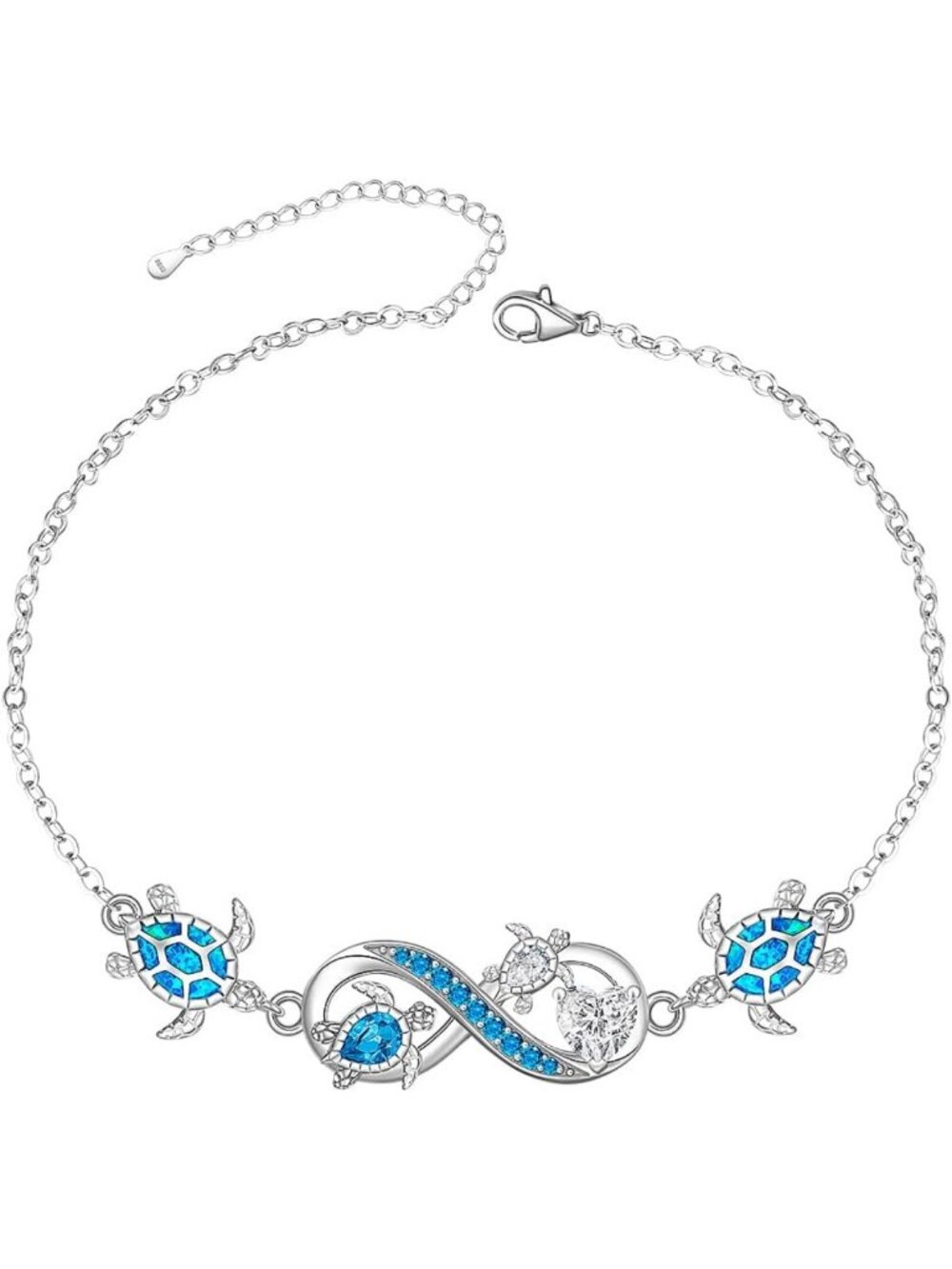 Sterling Silver Adjustable Sea Turtle Anklet for Women - Beachy Boho Jewelry